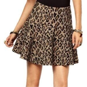 Free People Leopard Print Skater Mini Skirt, Size 2
